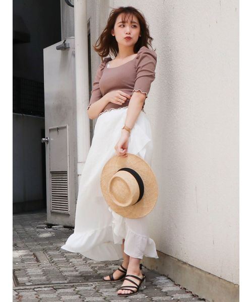 dazzlin（ダズリン）の「バックリボンパワショル5分袖トップス（Tシャツ/カットソー・レディース・ブルー/ミント/ブラック/オフホワイト/ブラウン/モカ/ネイビー・FREE）」の16枚目の写真