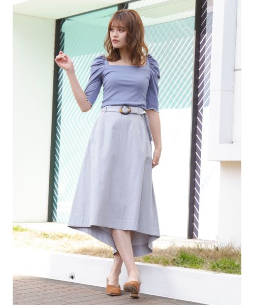 dazzlin（ダズリン）の「バックリボンパワショル5分袖トップス（Tシャツ/カットソー・レディース・ブルー/ミント/ブラック/オフホワイト/ブラウン/モカ/ネイビー・FREE）」の19枚目の写真