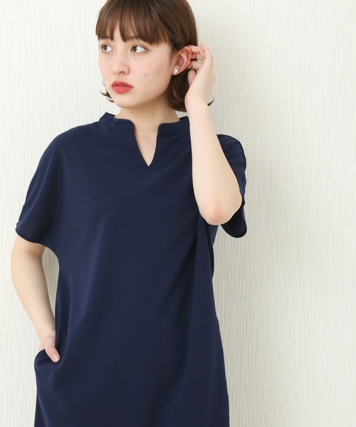 MARLENE JOBERT（マルレーヌ　ジョベル）の「キーネックワンピース（ワンピース・レディース・ブラック/ネイビー/グリーン・M）」の3枚目の写真