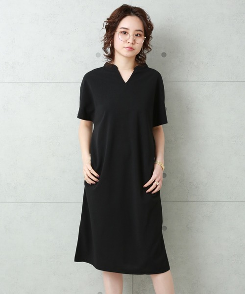 MARLENE JOBERT（マルレーヌ　ジョベル）の「キーネックワンピース（ワンピース・レディース・ブラック/ネイビー/グリーン・M）」の21枚目の写真