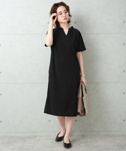 MARLENE JOBERT（マルレーヌ　ジョベル）の「キーネックワンピース（ワンピース・レディース・ブラック/ネイビー/グリーン・M）」の18枚目の写真