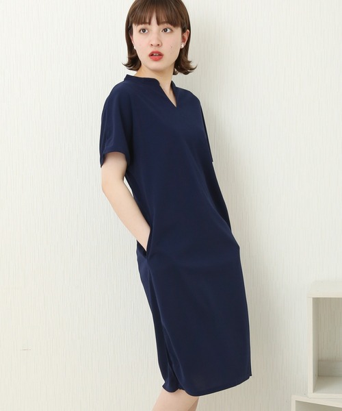 MARLENE JOBERT（マルレーヌ　ジョベル）の「キーネックワンピース（ワンピース・レディース・ブラック/ネイビー/グリーン・M）」の14枚目の写真