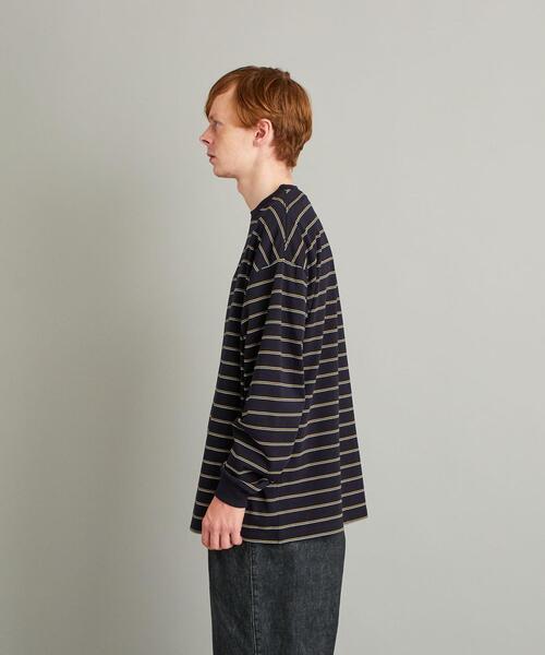 Steven Alan（スティーブンアラン）の「＜Steven Alan＞ LIGHT HI-DENS BORDER CREW NECK TEE-BOX/カットソー（Tシャツ/カットソー・メンズ・ダークブラウン/ナチュラル/ネイビー・LARGE/X-LARGE/MEDIUM/SMALL）」の5枚目の写真