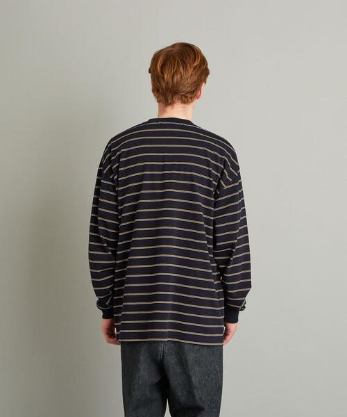 Steven Alan（スティーブンアラン）の「＜Steven Alan＞ LIGHT HI-DENS BORDER CREW NECK TEE-BOX/カットソー（Tシャツ/カットソー・メンズ・ダークブラウン/ナチュラル/ネイビー・LARGE/X-LARGE/MEDIUM/SMALL）」の6枚目の写真