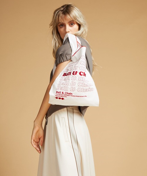 DOUBLE STANDARD CLOTHING(ダブルスタンダードクロージング)の「BALL&CHAIN 【BALL&CHAIN】(エコバッグ/サブバッグ・レディース・ホワイト/ピンク/ブラック・FREE)」の4枚目の写真