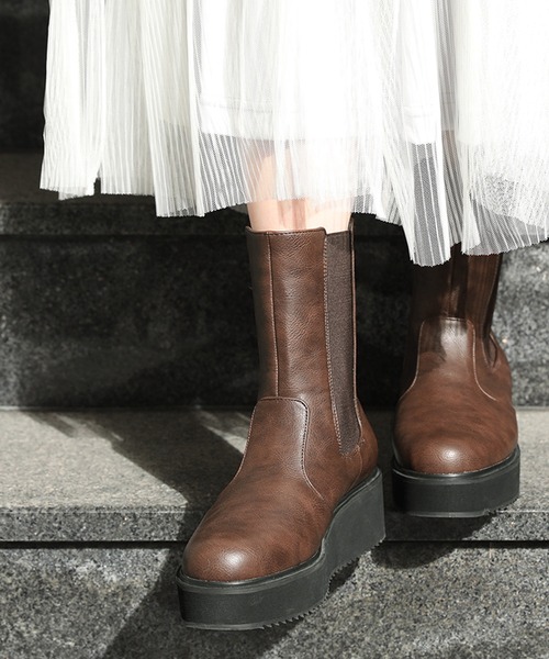 サイドゴア厚底ミドルブーツ ブーツ N Orlabel ノアールレーベル のファッション通販 Zozotown