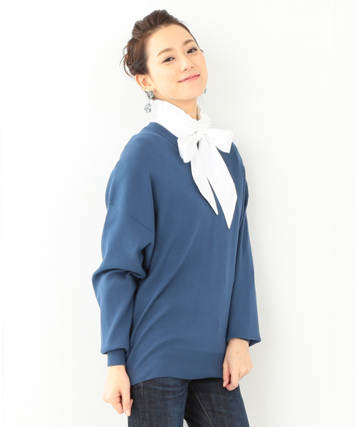 Ray BEAMS（レイビームス）の「Ray BEAMS / 14G フルニードル ビッグプルオーバー（ニット/セーター・レディース・オフホワイト/ブラック/ブルー系その他・ONE SIZE）」の16枚目の写真