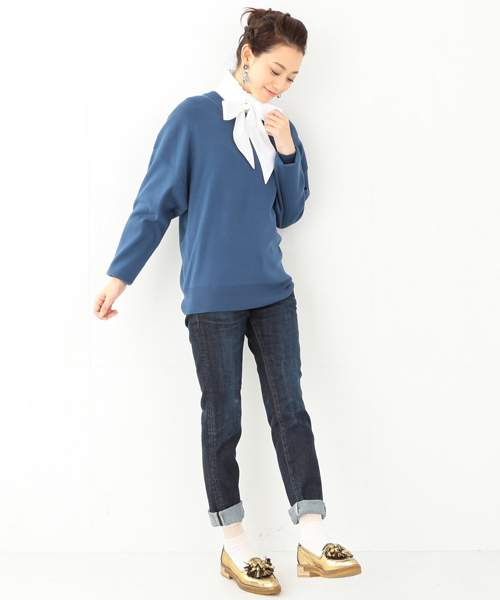 Ray BEAMS（レイビームス）の「Ray BEAMS / 14G フルニードル ビッグプルオーバー（ニット/セーター・レディース・オフホワイト/ブラック/ブルー系その他・ONE SIZE）」の17枚目の写真