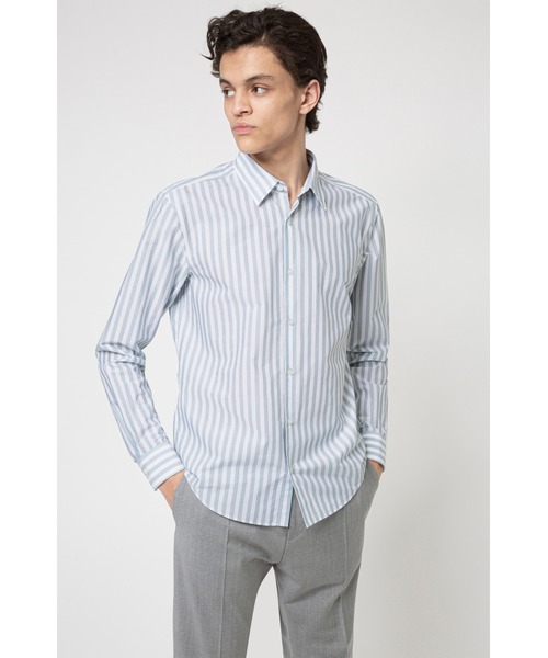 HUGO(ヒューゴ)の「ウォッシュストライプ スリムフィット シャツ(シャツ/ブラウス・メンズ・ブルー・XL/M/XS/S/L/XXL)」の1枚目の写真