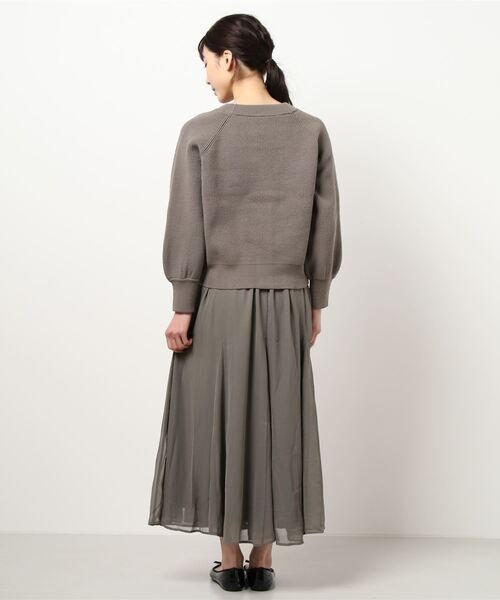 N.（N. Natural Beauty Basic）（エヌエヌナチュラルビューティーベーシック）の「ニットカーデシフォンスカートセットアップ（ワンピース・レディース・グレー/ホワイト/ブルー・MEDIUM）」の5枚目の写真