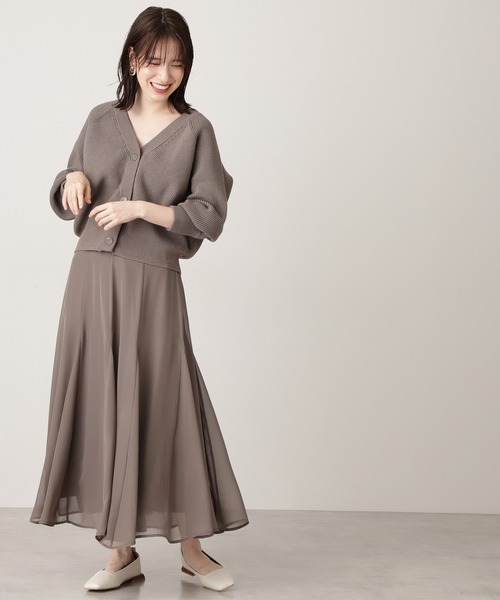 N.（N. Natural Beauty Basic）（エヌエヌナチュラルビューティーベーシック）の「ニットカーデシフォンスカートセットアップ（ワンピース・レディース・グレー/ホワイト/ブルー・MEDIUM）」の9枚目の写真