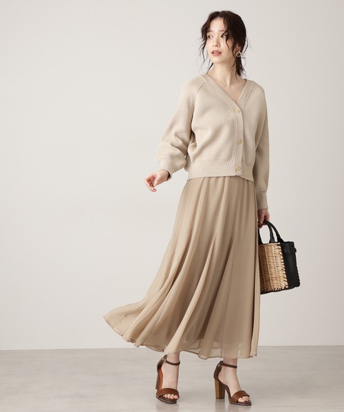 N.（N. Natural Beauty Basic）（エヌエヌナチュラルビューティーベーシック）の「ニットカーデシフォンスカートセットアップ（ワンピース・レディース・グレー/ホワイト/ブルー・MEDIUM）」の13枚目の写真