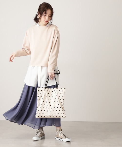 N.（N. Natural Beauty Basic）（エヌエヌナチュラルビューティーベーシック）の「ニットカーデシフォンスカートセットアップ（ワンピース・レディース・グレー/ホワイト/ブルー・MEDIUM）」の10枚目の写真