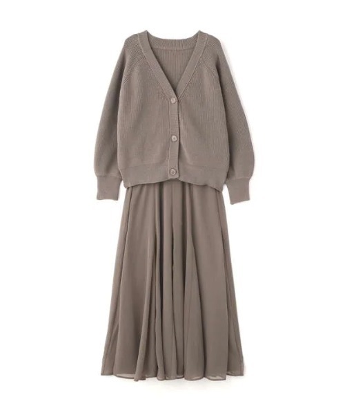 N.（N. Natural Beauty Basic）（エヌエヌナチュラルビューティーベーシック）の「ニットカーデシフォンスカートセットアップ（ワンピース・レディース・グレー/ホワイト/ブルー・MEDIUM）」の18枚目の写真