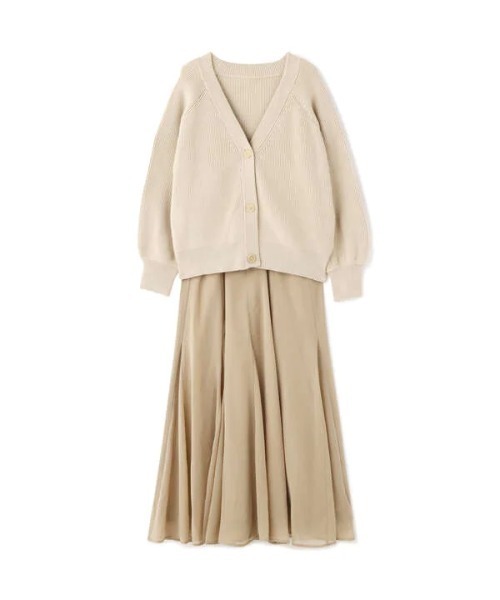 N.（N. Natural Beauty Basic）（エヌエヌナチュラルビューティーベーシック）の「ニットカーデシフォンスカートセットアップ（ワンピース・レディース・グレー/ホワイト/ブルー・MEDIUM）」の14枚目の写真