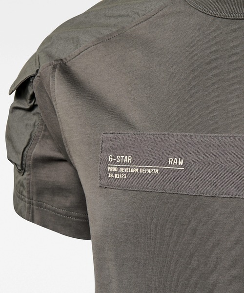 送料込★G-Star★Woven Mix Tシャツ G-STAR RAW（ジースターロゥ）の「MIX WOVEN CARGO T-SHIRT（T