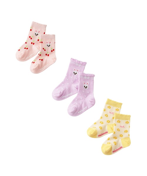 MIKI HOUSE(ミキハウス)の「ソックスパック 3足セット(11-17cm)(ソックス/靴下・キッズ・ホワイト/ピンク/ブルー/マルチ・13-15cm/11-13cm/15-17cm)」の1枚目の写真