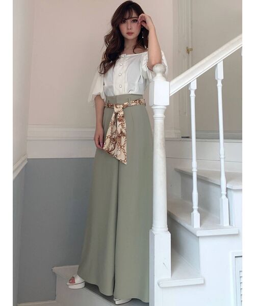 RESEXXY（リゼクシー）の「スカーフベルトワイドパンツ（その他パンツ・レディース・ブラック/ミント/ベージュ・FREE）」の13枚目の写真