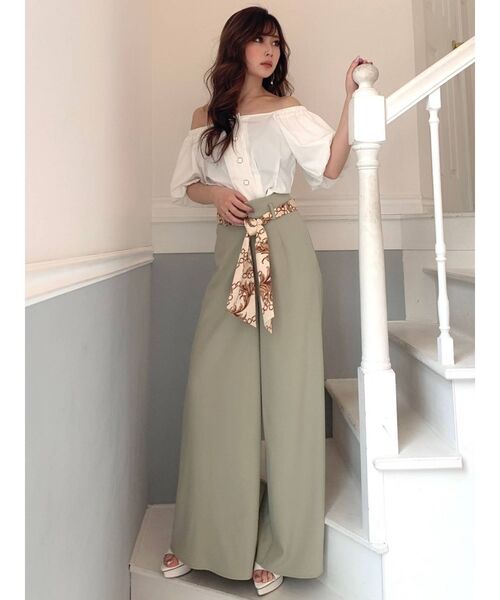 RESEXXY（リゼクシー）の「スカーフベルトワイドパンツ（その他パンツ・レディース・ブラック/ミント/ベージュ・FREE）」の5枚目の写真