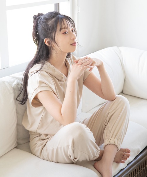 Mysa&Liina（ミーサリーナ）の「【ルームウェア】ノースリパーカー×パンツセット（ルームウェア/パジャマ・レディース・ブラック/ベージュ/チャコールグレー/ピンクベージュ/サックスブルー・M/L）」の20枚目の写真
