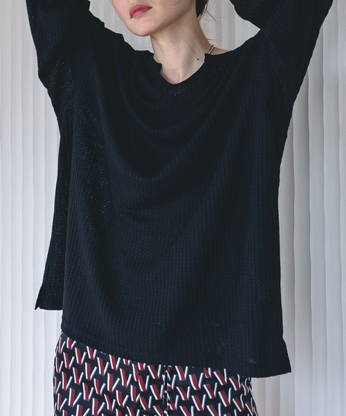 chuclla(チュクラ)の「【chuclla】【2021/AW】Waffle cloth pullover chw1474(Tシャツ/カットソー・レディース・ホワイト/ブラック/グレー・S/M/L)」の3枚目の写真