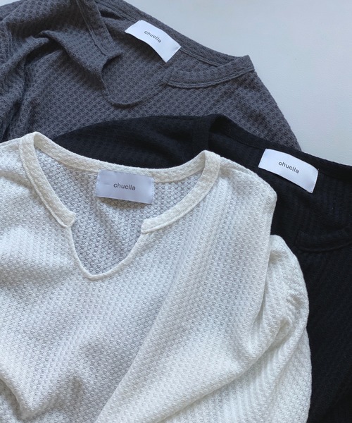 chuclla(チュクラ)の「【chuclla】【2021/AW】Waffle cloth pullover chw1474(Tシャツ/カットソー・レディース・ホワイト/ブラック/グレー・S/M/L)」の9枚目の写真