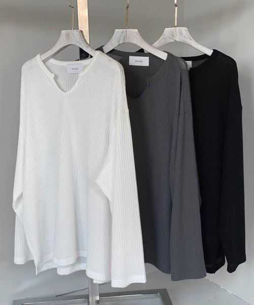 chuclla(チュクラ)の「【chuclla】【2021/AW】Waffle cloth pullover chw1474(Tシャツ/カットソー・レディース・ホワイト/ブラック/グレー・S/M/L)」の10枚目の写真