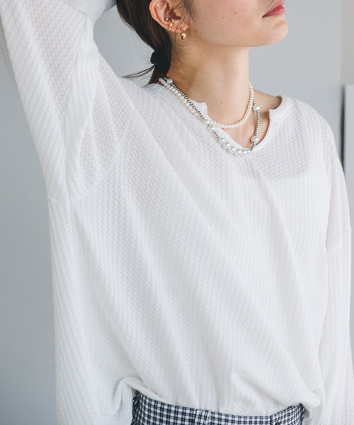 chuclla(チュクラ)の「【chuclla】【2021/AW】Waffle cloth pullover chw1474(Tシャツ/カットソー・レディース・ホワイト/ブラック/グレー・S/M/L)」の13枚目の写真