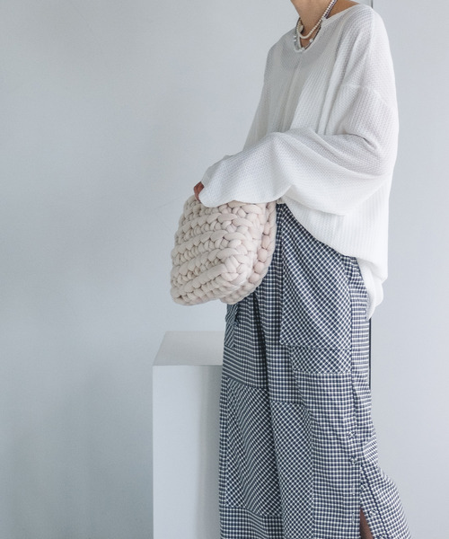chuclla(チュクラ)の「【chuclla】【2021/AW】Waffle cloth pullover chw1474(Tシャツ/カットソー・レディース・ホワイト/ブラック/グレー・S/M/L)」の14枚目の写真