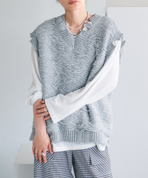 chuclla(チュクラ)の「【chuclla】【2021/AW】Waffle cloth pullover chw1474(Tシャツ/カットソー・レディース・ホワイト/ブラック/グレー・S/M/L)」の15枚目の写真