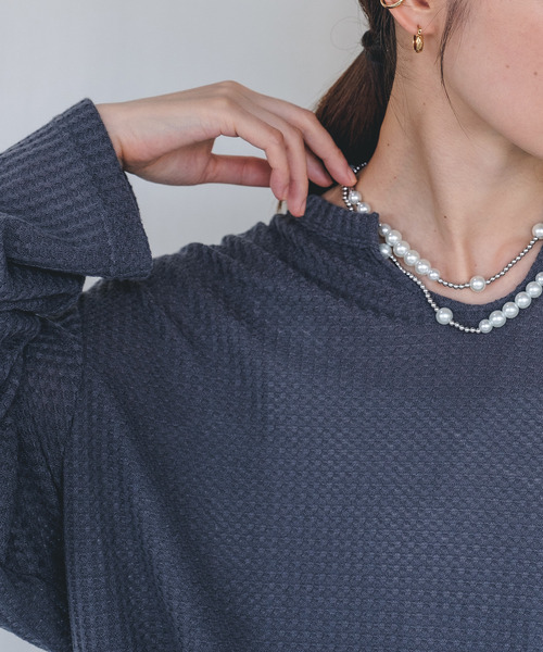 chuclla(チュクラ)の「【chuclla】【2021/AW】Waffle cloth pullover chw1474(Tシャツ/カットソー・レディース・ホワイト/ブラック/グレー・S/M/L)」の17枚目の写真