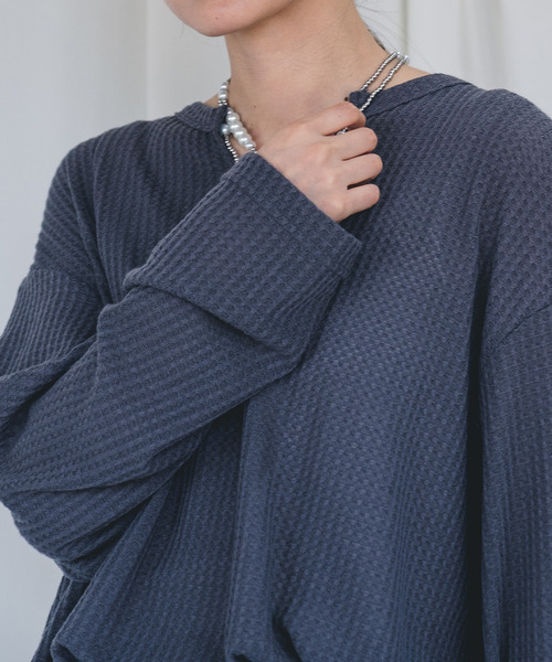 chuclla(チュクラ)の「【chuclla】【2021/AW】Waffle cloth pullover chw1474(Tシャツ/カットソー・レディース・ホワイト/ブラック/グレー・S/M/L)」の18枚目の写真