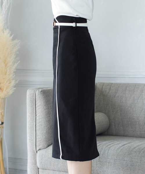 Julia Boutique（ジュリアブティック）の「リングベルト付きパイピングラップ風タイトスカート/21084（スカート・レディース・ブラック/ベージュ/ホワイト・ONE）」の11枚目の写真