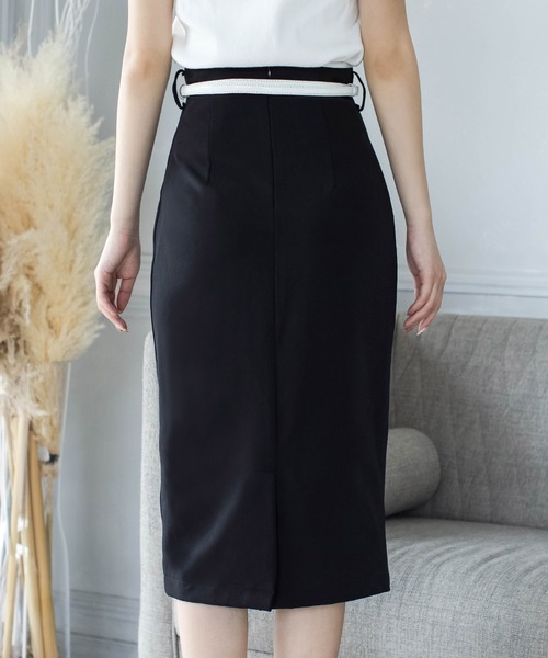 Julia Boutique（ジュリアブティック）の「リングベルト付きパイピングラップ風タイトスカート/21084（スカート・レディース・ブラック/ベージュ/ホワイト・ONE）」の12枚目の写真