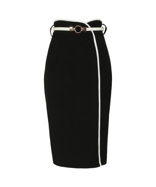 Julia Boutique（ジュリアブティック）の「リングベルト付きパイピングラップ風タイトスカート/21084（スカート・レディース・ブラック/ベージュ/ホワイト・ONE）」の19枚目の写真