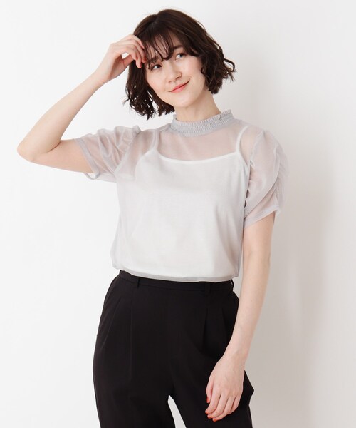 DRESKIP(ドレスキップ)の「◆シアーパフラメプルオーバー(シャツ/ブラウス・レディース・ライトグレー/ブラック/オフホワイト・02/03)」の3枚目の写真