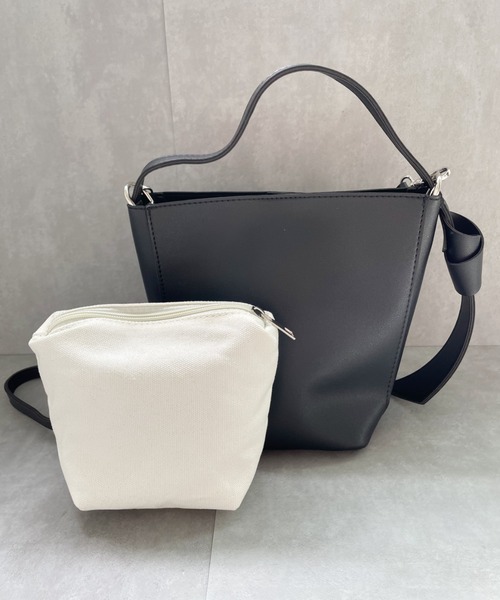 Alite cloth（アリーテクロス）の「2WAYワンハンドルバケツショルダーBAG（ドラムバッグ・レディース・ブラック/ベージュ・FREE）」の4枚目の写真