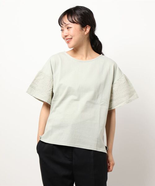 Samansa Mos2 blue（サマンサモスモスブルー）の「袖レースカットソー（Tシャツ/カットソー・レディース・ブラック/オフホワイト/ミント・ﾌﾘ-）」の3枚目の写真