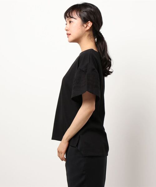 Samansa Mos2 blue（サマンサモスモスブルー）の「袖レースカットソー（Tシャツ/カットソー・レディース・ブラック/オフホワイト/ミント・ﾌﾘ-）」の4枚目の写真