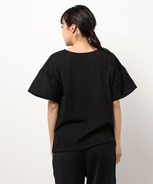 Samansa Mos2 blue（サマンサモスモスブルー）の「袖レースカットソー（Tシャツ/カットソー・レディース・ブラック/オフホワイト/ミント・ﾌﾘ-）」の5枚目の写真