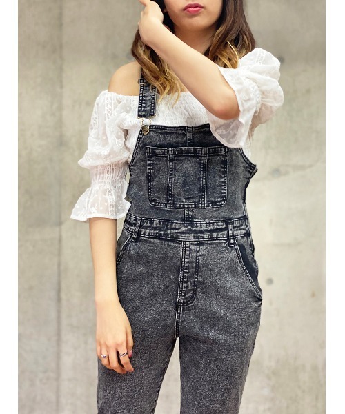 one way（ワンウェイ）の「【oneway】デニムタイトサロペット（サロペット/オーバーオール・レディース・ライトブルー/ベージュ/ブラック系その他・FREE）」の9枚目の写真