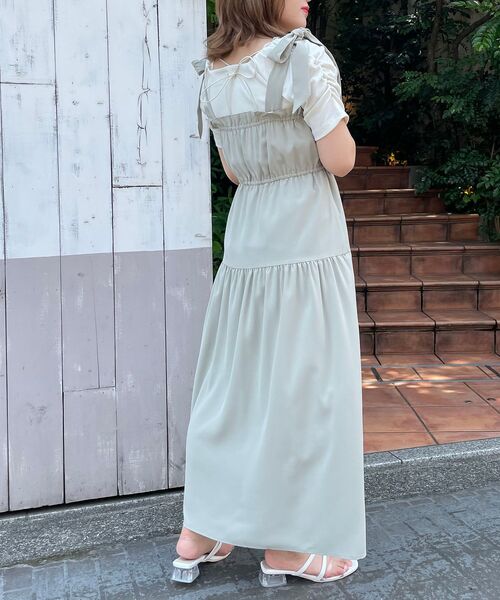 MAJESTIC LEGON（マジェスティックレゴン）の「ショルダーリボンキャミワンピ（ワンピース・レディース・ライトグリーン/ブラック系その他/ブラック・SMALL/MEDIUM）」の8枚目の写真