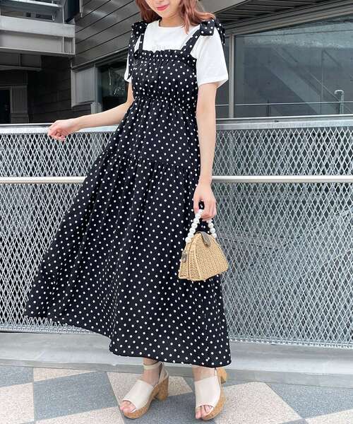 MAJESTIC LEGON（マジェスティックレゴン）の「ショルダーリボンキャミワンピ（ワンピース・レディース・ライトグリーン/ブラック系その他/ブラック・SMALL/MEDIUM）」の20枚目の写真