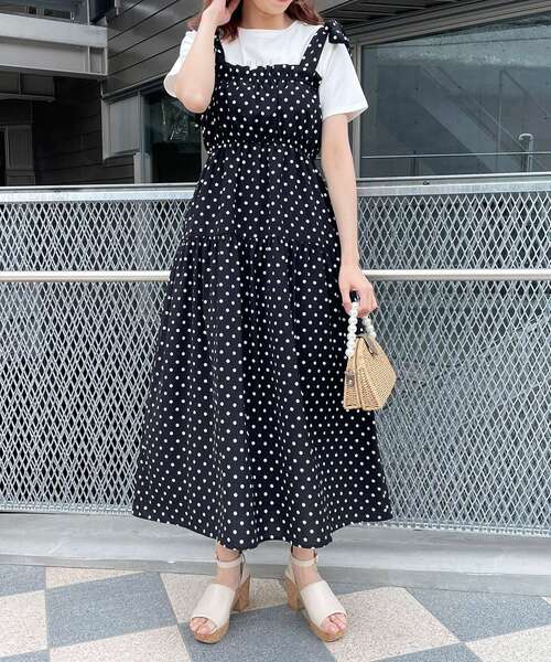 MAJESTIC LEGON（マジェスティックレゴン）の「ショルダーリボンキャミワンピ（ワンピース・レディース・ライトグリーン/ブラック系その他/ブラック・SMALL/MEDIUM）」の21枚目の写真