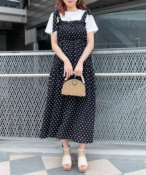 MAJESTIC LEGON（マジェスティックレゴン）の「ショルダーリボンキャミワンピ（ワンピース・レディース・ライトグリーン/ブラック系その他/ブラック・SMALL/MEDIUM）」の22枚目の写真