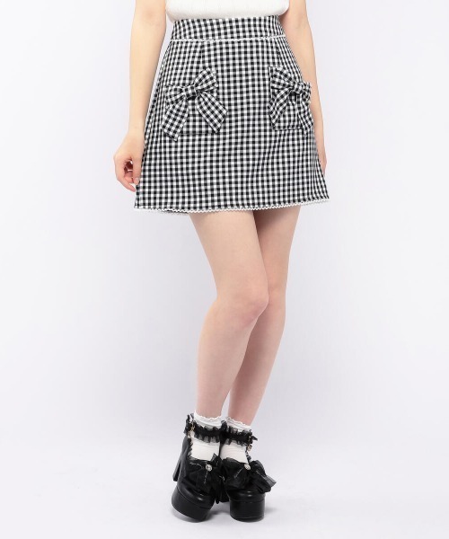 LODISPOTTO（ロディスポット）の「シュシュリュバンミニスカート（スカート・レディース・ホワイト/ネイビー/ホワイト×ブラック・MEDIUM）」の2枚目の写真