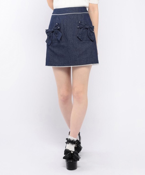 LODISPOTTO（ロディスポット）の「シュシュリュバンミニスカート（スカート・レディース・ホワイト/ネイビー/ホワイト×ブラック・MEDIUM）」の3枚目の写真