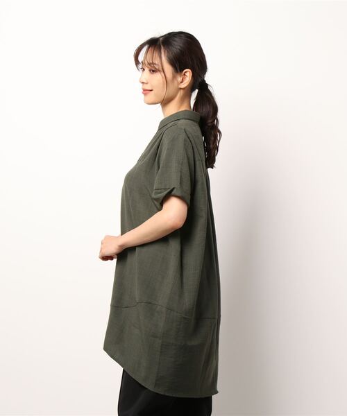 BELLUNA(ベルーナ)の「麻調素材ボタン使いスキッパーワンピース(ワンピース・レディース・ネイビー/ターコイズブルー/カーキ/テラコッタ・MEDIUM/X-LARGE/LARGE)」の15枚目の写真