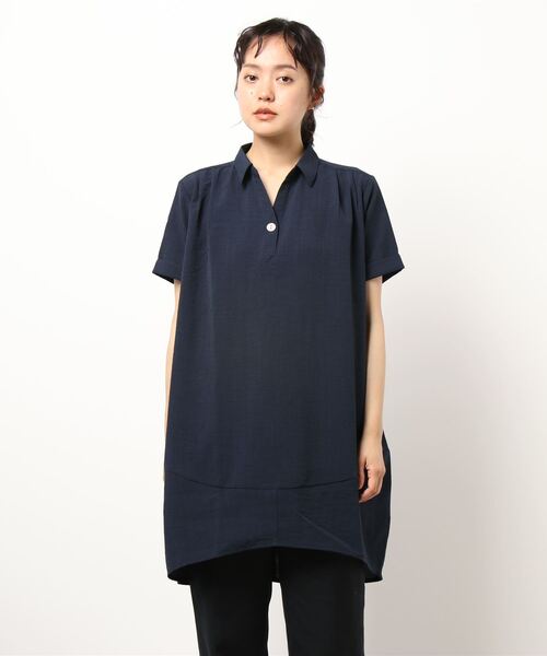 BELLUNA(ベルーナ)の「麻調素材ボタン使いスキッパーワンピース(ワンピース・レディース・ネイビー/ターコイズブルー/カーキ/テラコッタ・MEDIUM/X-LARGE/LARGE)」の19枚目の写真