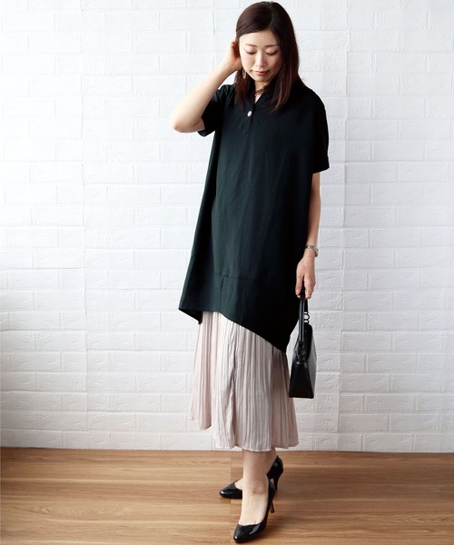BELLUNA(ベルーナ)の「麻調素材ボタン使いスキッパーワンピース(ワンピース・レディース・ネイビー/ターコイズブルー/カーキ/テラコッタ・MEDIUM/X-LARGE/LARGE)」の17枚目の写真
